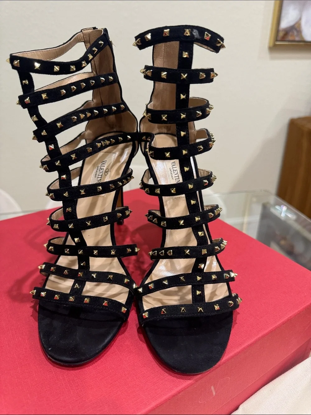 Valentino Black Studded Cage High Heels